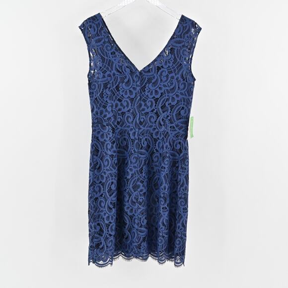 LILLY PULITZER Rosaline About Face Lace Dress Size 12 Blue Cap Sleeve V Neck NEW - Picture 3 of 14
